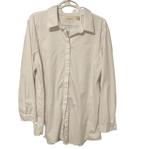 🍒Chico’s Cheyenne zip back tunic button up Classic White top size 2 GUC women’s